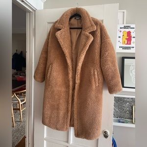 brown teddy coat. misguided size 4